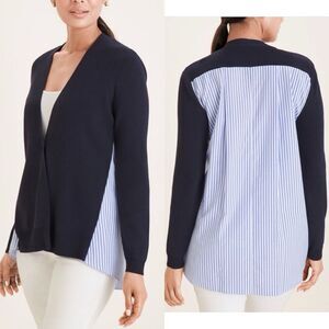 CHICO'S Size 2 Large Cardigan Black Knit‎ Stretchy One Button Long Sleeve Career